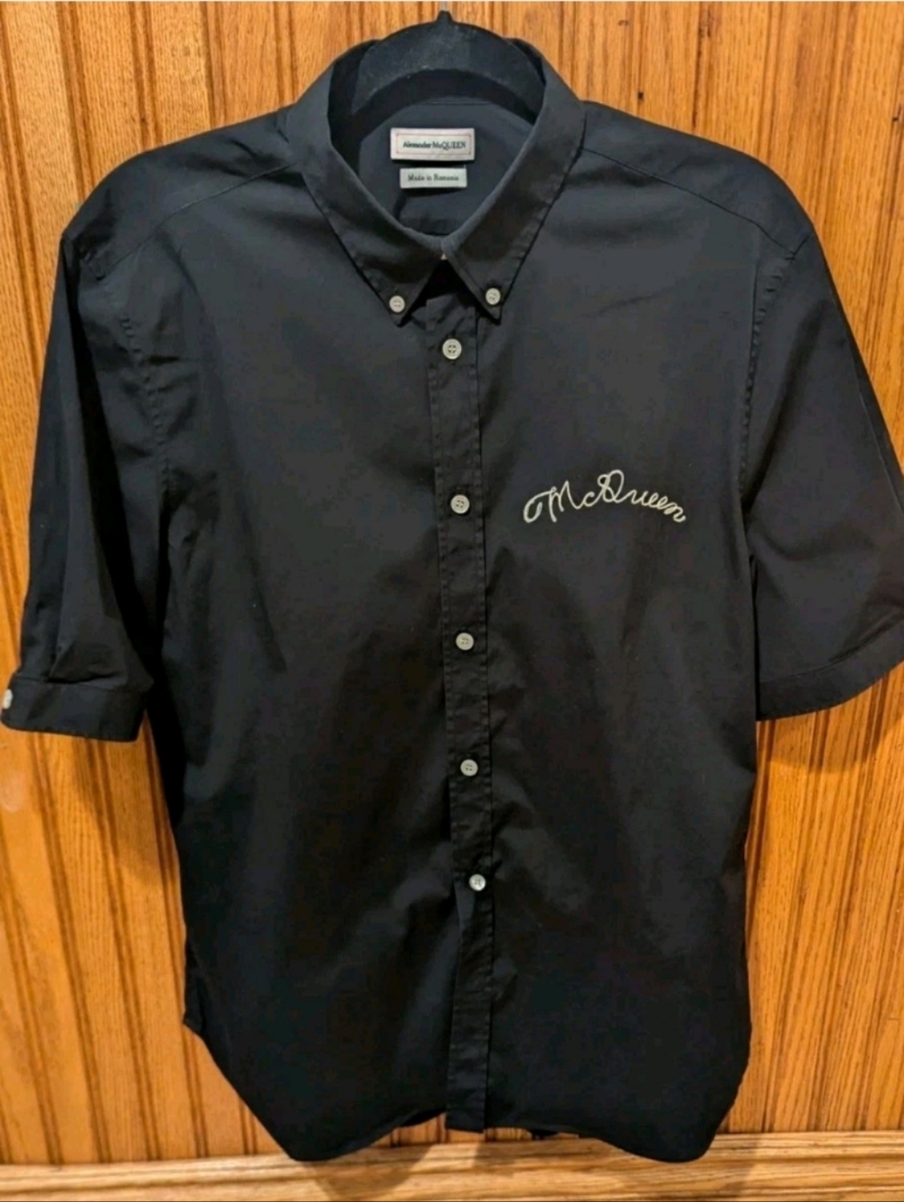 Alexander McQueen Black Short-Sleeve Button-Down Shirt